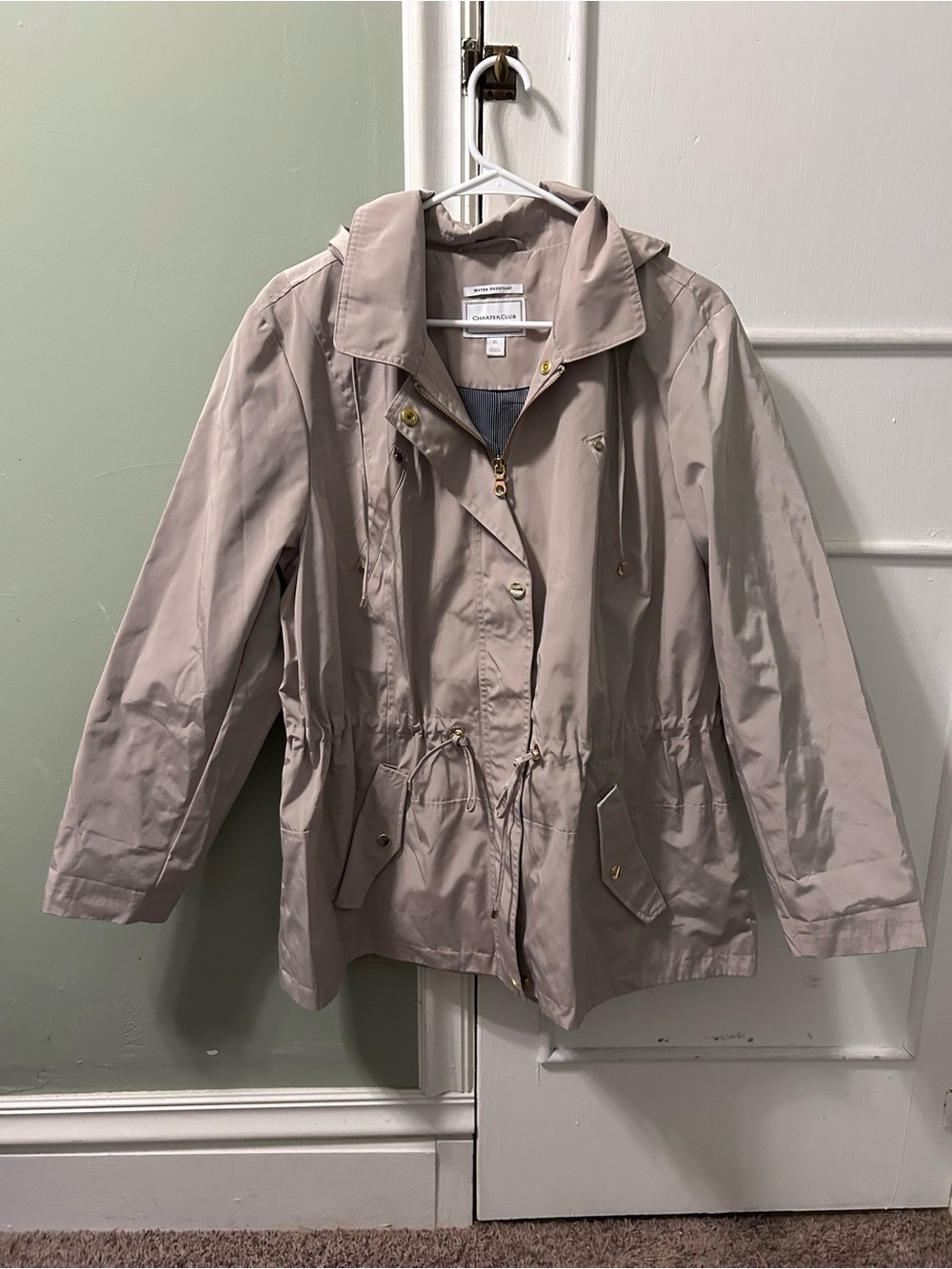 Charter Club Women's Beige Hooded Anorak Jacket